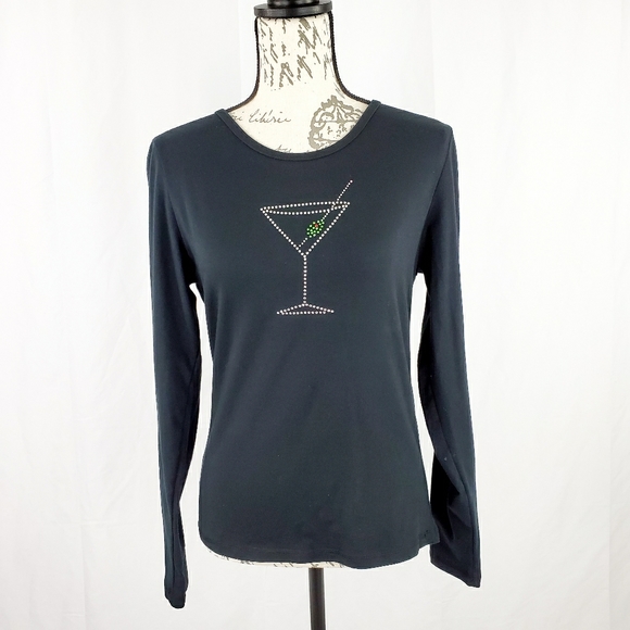 Falls Creek Black Long Sleeve Tee Shirt Medium - Picture 5 of 5